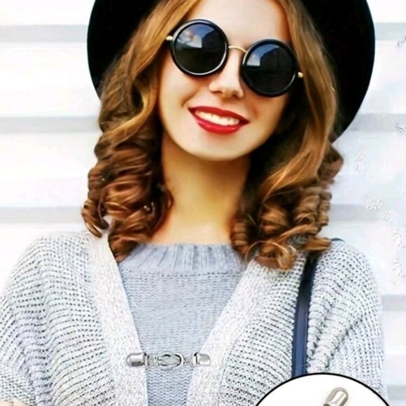 2Pcs/Set Women's Alloy Clothes Clips With Chain - Picture 2 of 9